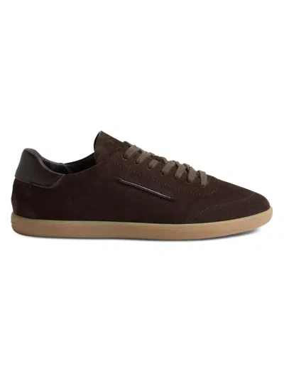 Zegna Suede Low Profile Sneakers Rubber Sole In Brown
