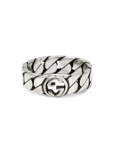 Gucci Interlocking-g Sterling Silver Ring In Metallic