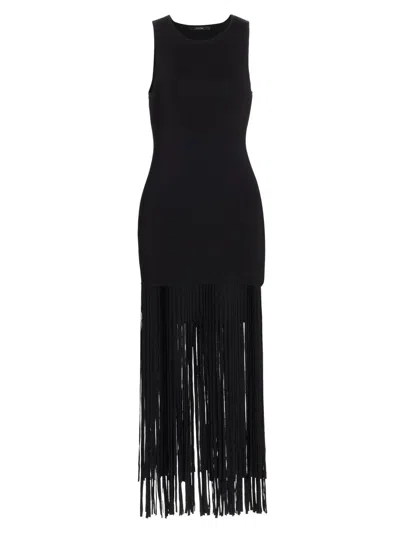 Toccin Margaux Racer Mini Dress With Fringe In Black