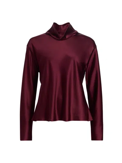 Leset Barb Long Sleeve Cowlneck Top In Burgundy