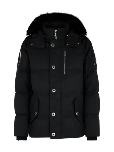 Moose Knuckles High-collar Padded Jacket With Detachable Hood And Adjustable Cuffs In Black