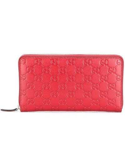 Gucci Signature Zip Around Wallet In Red  Signature Leather