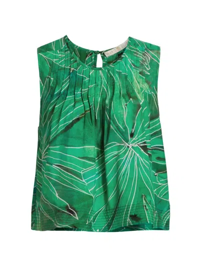 Marie Oliver Letta Pleated Tank Top In Green