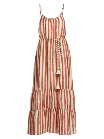 Marie Oliver Kinley Striped Midi Dress In Tierra In Multi