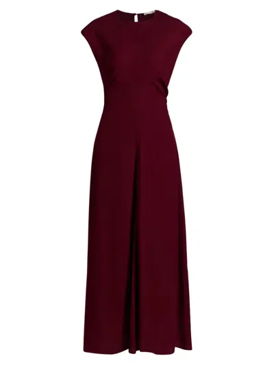 Marie Oliver Zuri Cap-sleeve Midi Dress In Burgundy