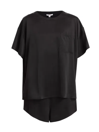 Lunya Washable Silk Short Pajamas In Black
