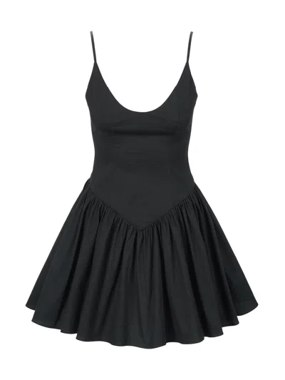 Staud Dena Cotton Poplin Minidress In Black