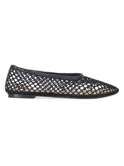 Staud Alba Crocheted Ballet Flats In Black