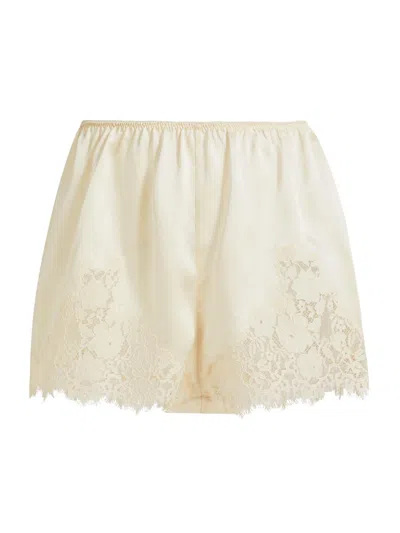 Doen Iona Lace-trimmed Silk-satin Shorts In Orange