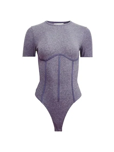 Fleur Du Mal Organic Cotton T-shirt Bodysuit Heather Grey In Pink