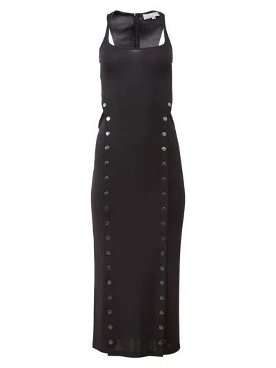 Fleur Du Mal Undo Me Button-embellished Midi Dress In Black