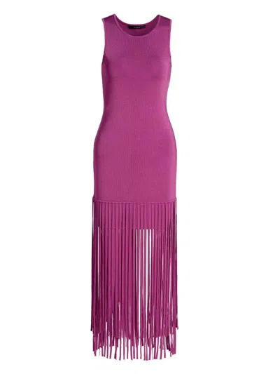 Toccin Margaux Mini Dress With Fringe In Pink