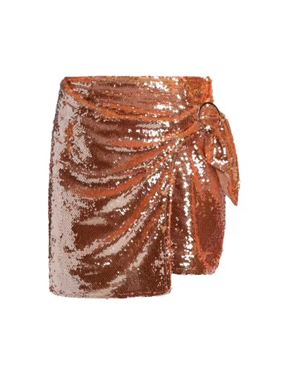 Toccin Dawson Sequin Ring Mini Skirt In Orange