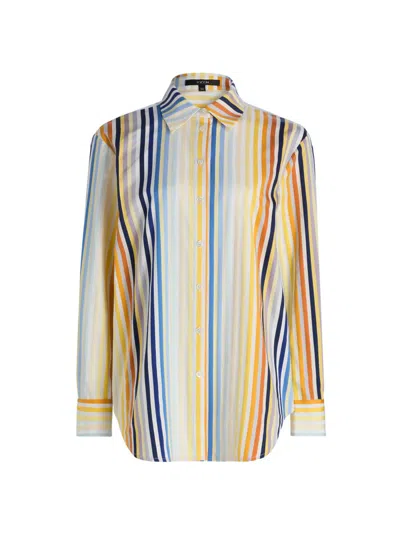 Toccin Brennan Striped Boyfriend Cotton Shirt In Multi