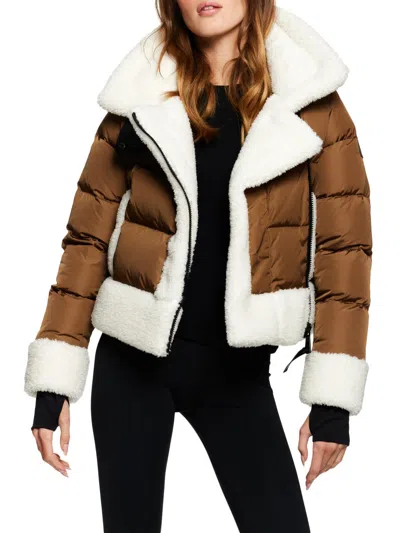 Sam Bianca Sherpa Trim Down Jacket In Multi