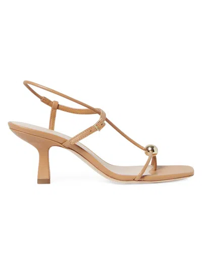 Loeffler Randall Triana Strappy Mid Heel Sandals With Ball Dune In Brown