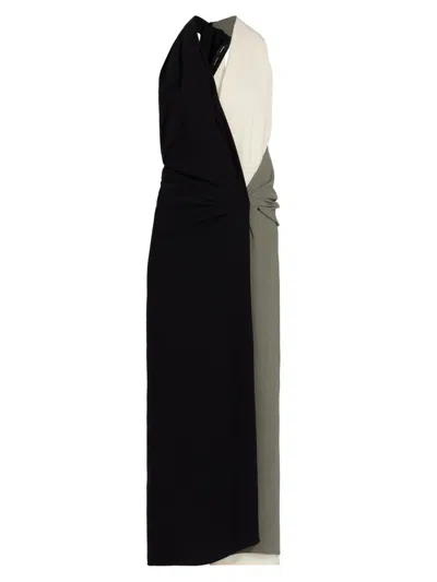 Proenza Schouler Elsa Colorblock Matte Double Crepe Dress In Black