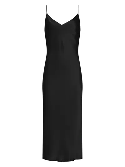 L'agence Seridie Mid-length Silk Slip Dress In Black
