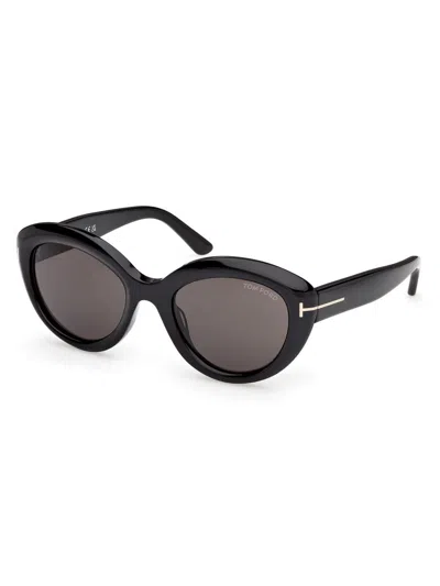 Tom Ford Stacy 53mm Cat-eye Sunglasses In Black