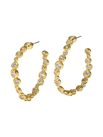 Alexis Bittar Asterales Cubic Zirconia Large Oval Hoop Earrings In 14k Gold Plated