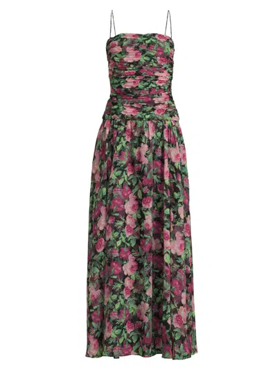 Ungaro Dylan Floral Chiffon Ruched Maxi Dress In Multi