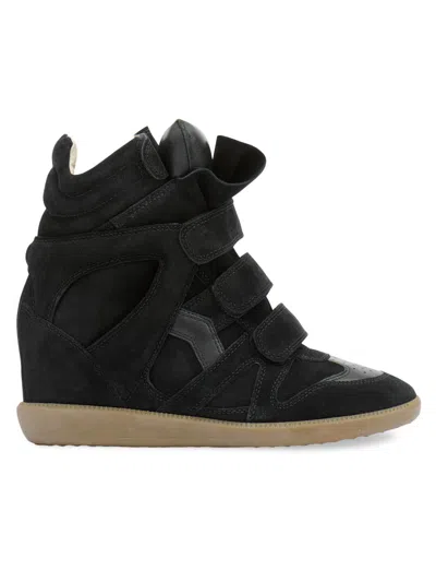 Isabel Marant Bekett Leather-trimmed Suede High-top Wedge Sneakers In Black