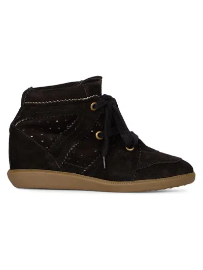 Isabel Marant Bobby Suede Wedge Sneakers In Black