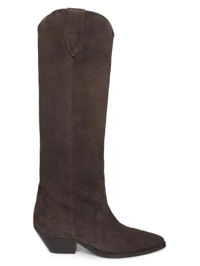 Isabel Marant Denver Leather Knee High Western Boots In Brown