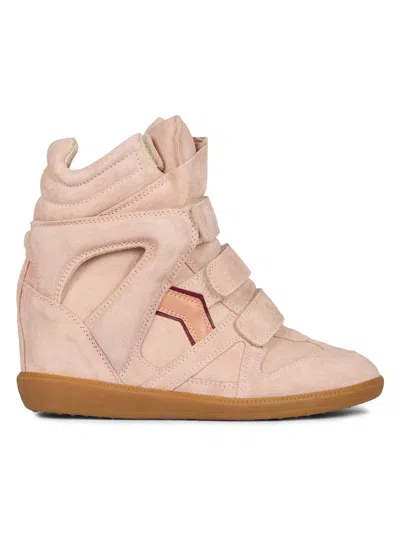 Isabel Marant Women Peach High Top Sneakers, 3.5 Luxury Sneakers For Women Darveys In Pink
