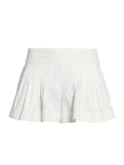 Isabel Marant Cybila Pintucked Cotton Shorts In Neutral