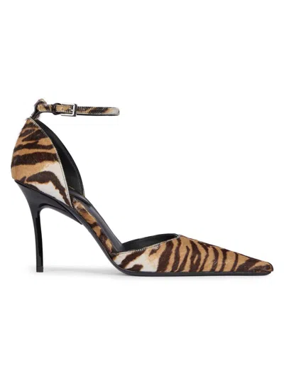 Alaïa Womens Azzedine Alaia Drop 90 Brushed-hair Leather Pumps In Animal Print