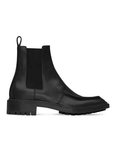 Saint Laurent 25mm Joe Pull-tab Square-toe Chelsea Boots In Black
