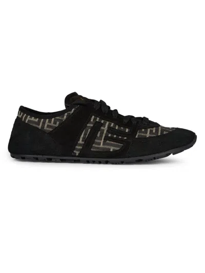 Balmain Racer 45 Monogram Jacquard Lace Up Sneakers In Black