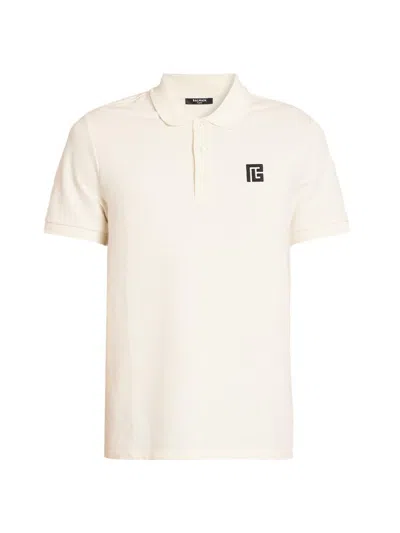 Balmain Polo Shirt Short Sleeves Ribbed Cuffs Collar In White