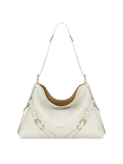 Givenchy Medium Leather Shoulder Bag With Adjustable Strap In White