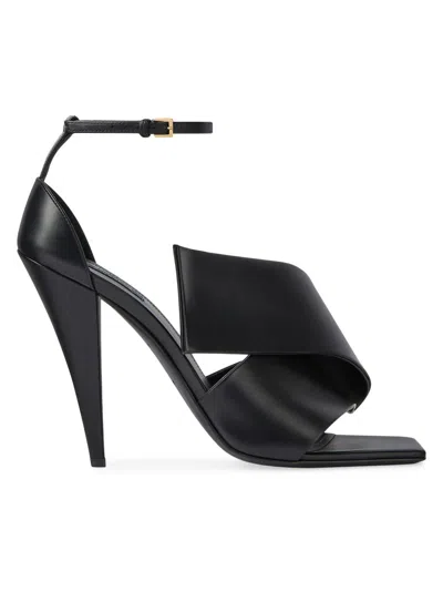 Givenchy Sliced Square Heeled Sandals In Leather In Black