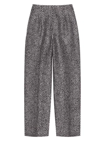 Givenchy Double Pleat Pants In Herringbone Mixed Wool In Blue