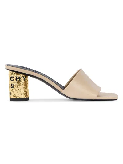 Givenchy Tape Heeled Mules In Mirror Effect Leather In Nude