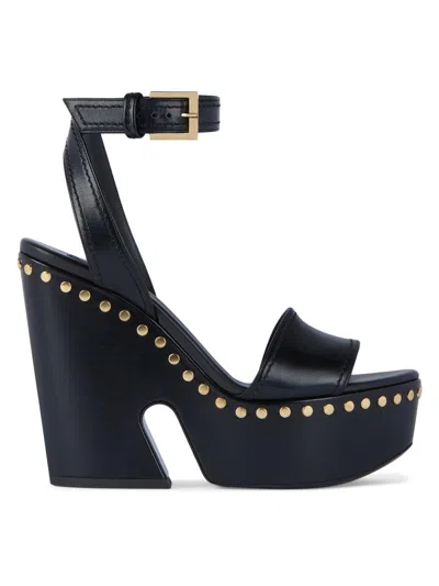 Givenchy Clog Platform Sandals In Leather With Studs Detail In Black