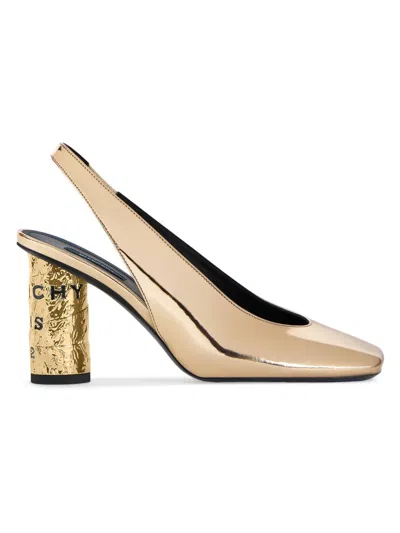 Givenchy Tape Slingbacks In Mirror Effect Leather In Gold