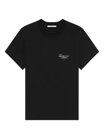 Givenchy Women Black Crew Neck T-shirt With Logo On Front And Back In Cotton Woman In Black