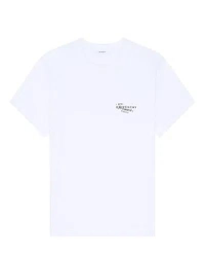 Givenchy White Crew Neck T-shirt With Logo On Front And Back In Cotton Woman In Gray
