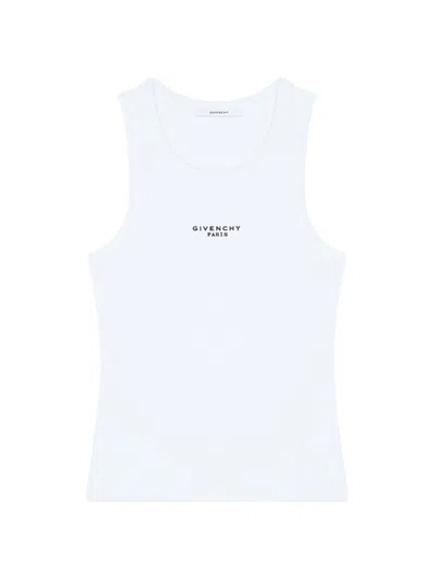 Givenchy White Sleeveless Top With Logo Lettering On The Front In Cotton Stretch Woman In White