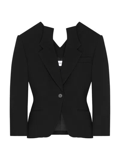 Givenchy Single-breasted Slashed Jacket In Black