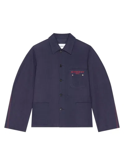 Givenchy Couture Seam Button-up Overshirt In Blue