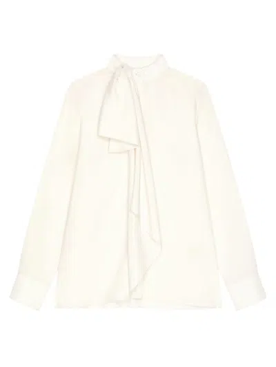 Givenchy Long Sleeve Blouse Draped Bow Detail In Neutral