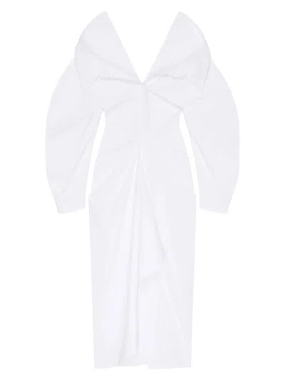 Givenchy Off-the-shoulder Cotton Poplin Midi Shirt Dress In White