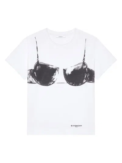 Givenchy T-shirt In Cotton With Cutaway Bra Print In Multi
