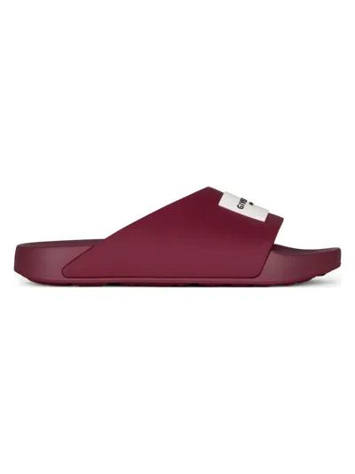 Givenchy Label Flat Mules In Rubber In Red