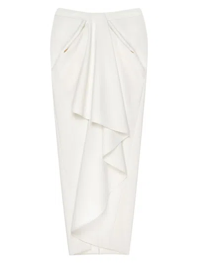 Givenchy Draped Merino Wool And Mohair Skirt In White